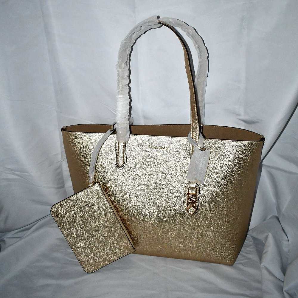 MICHAEL Kors Eliza Reversible Tote Bag in Pale Gold #30H3GZAT4M  NWT